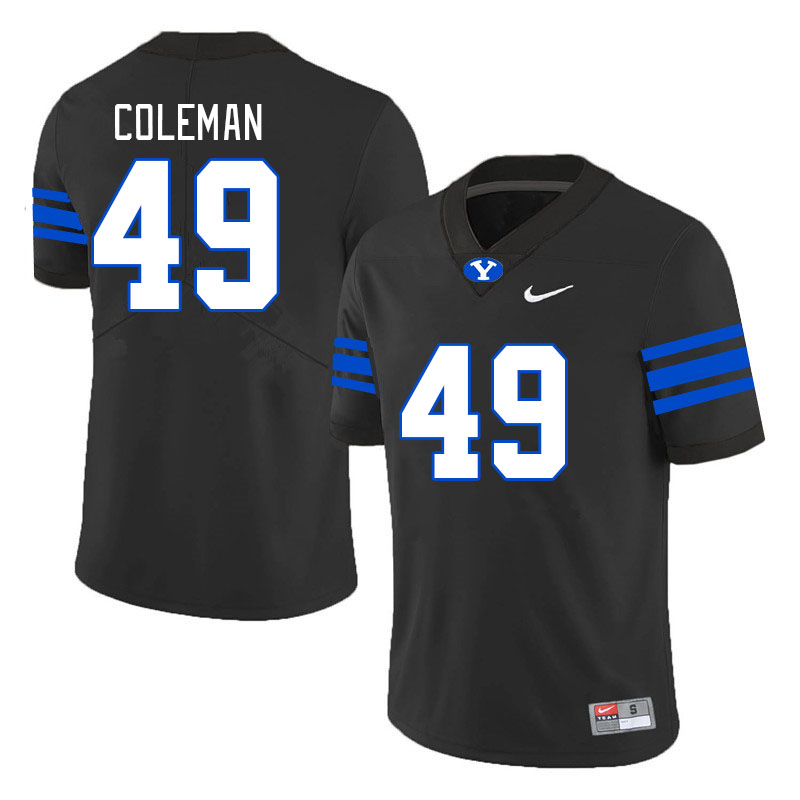 Men #49 Nason Coleman BYU Cougars College Football Jerseys Stitched-Black